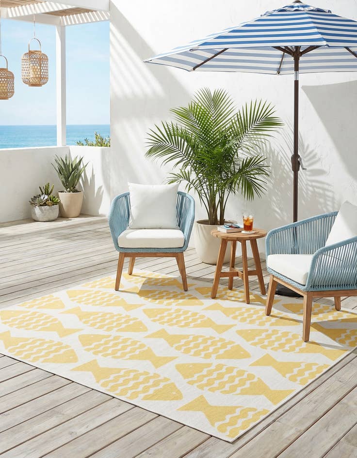 Detail image of  7' 10 x 7' 10  Washable Coastal Indoor / Outdoor Square Rug