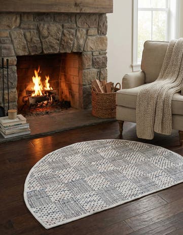 Ivory Hand Woven Chindi Cotton Hearth Rug