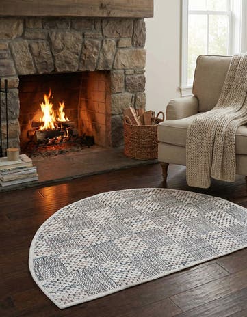 Ivory Hand Woven Chindi Cotton Hearth Rug