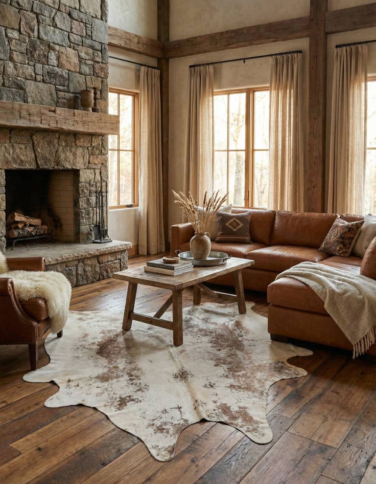 Detail image of 5' 11 x 6' 5 Cowhide Leather Rug