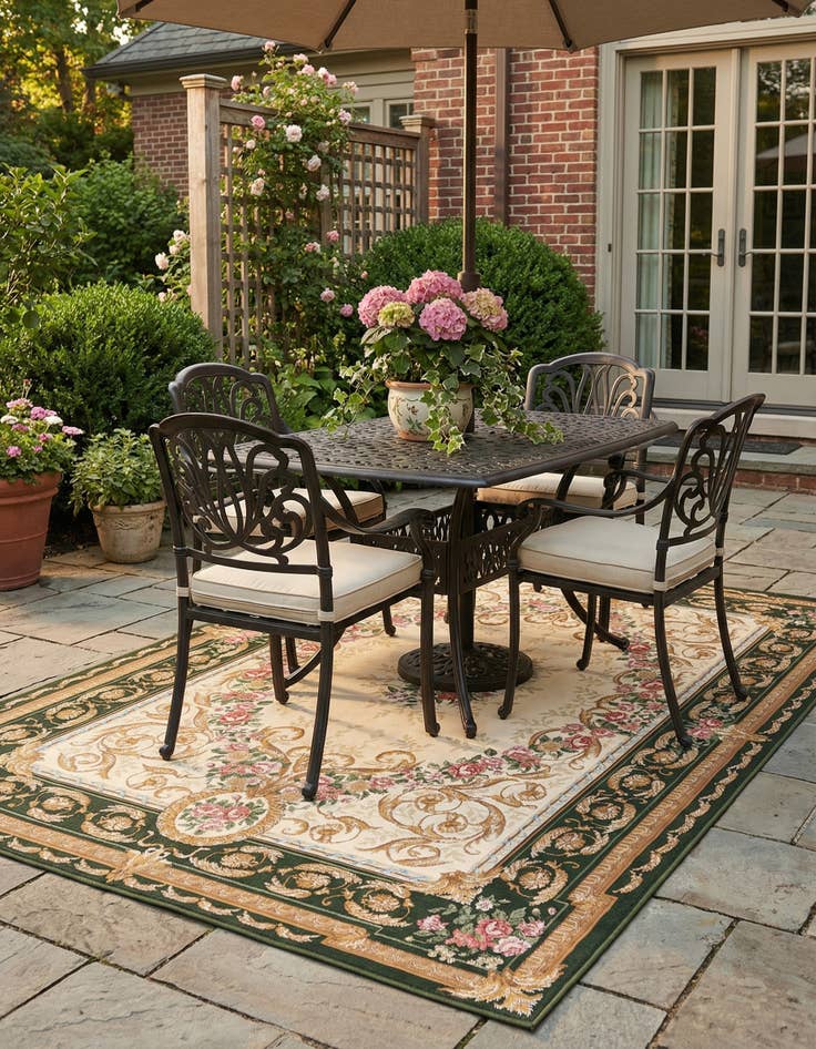 Detail image of 6' x 9'  Washable Traditional Indoor / Outdoor Rug