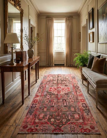 4' 6 x 9' 5 Hand Knotted Ultra Vintage Persian Wool Runner Rug