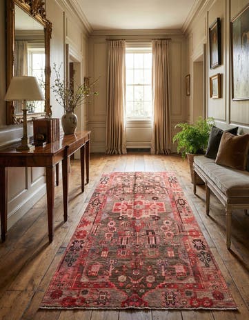 4' 6 x 9' 5 Hand Knotted Ultra Vintage Persian Wool Runner Rug