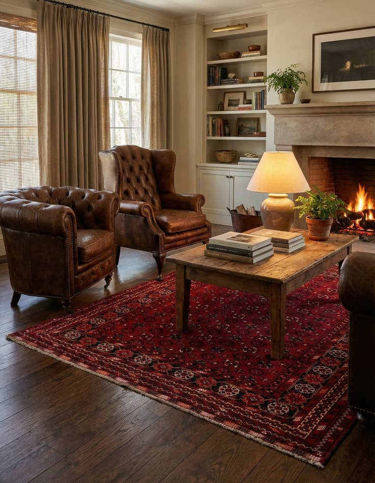 Detail image of 4' 1 x 6' 9  Hand Knotted Afghan Akhche Wool Rug