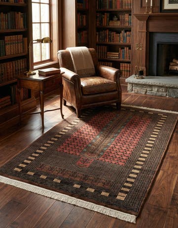 4' 3 x 5' 11 Hand Knotted Bokhara Oriental Wool Rug