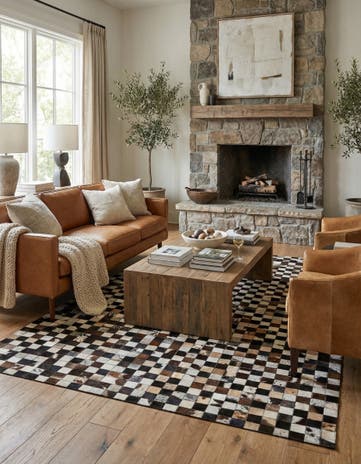 5' 2 x 8' 2 Cowhide Leather Rug