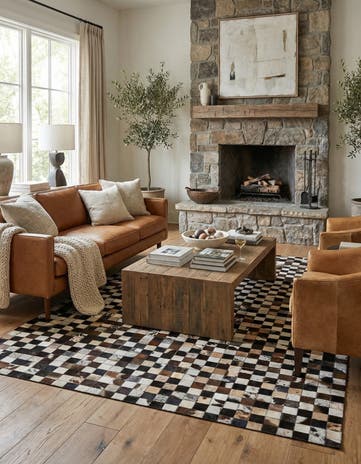 5' 2 x 8' 2 Cowhide Leather Rug