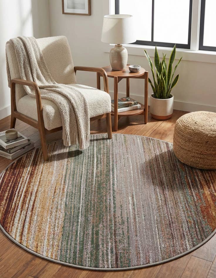 Detail image of  3' x 3'  Washable Modern Indoor / Outdoor Round Rug
