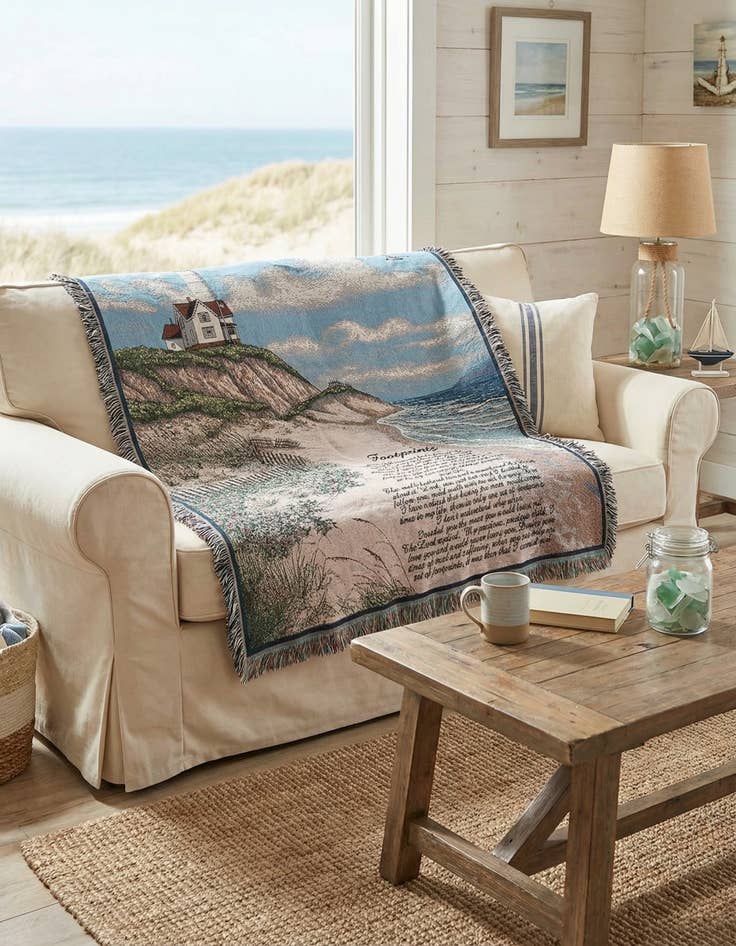 Detail image of 4' 6 x 6' Footprints Throw Blanket