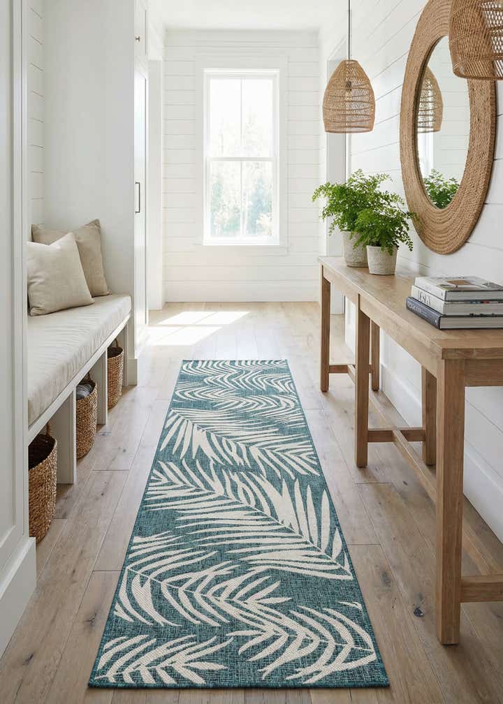 2' 7 x 10' Easy-Clean Botanical Indoor / Outdoor Runner Rug