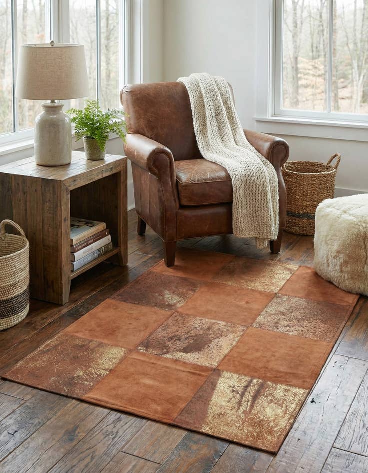 Detail image of 2' 1 x 3' 1 Cowhide Leather Rug