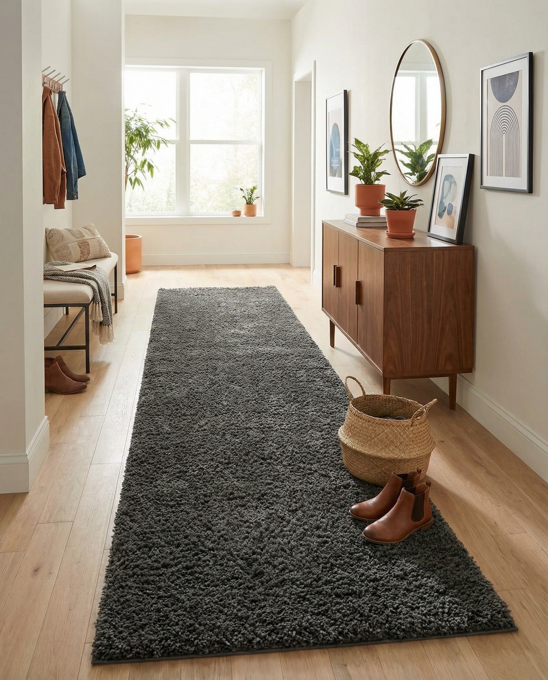  2' 7 x 13' Solid Shag Runner Rug