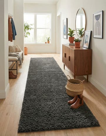 2' 7 x 13' Solid Shag Runner Rug