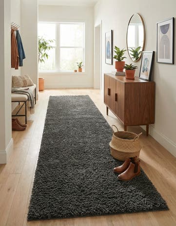 2' 7 x 13' Solid Shag Runner Rug