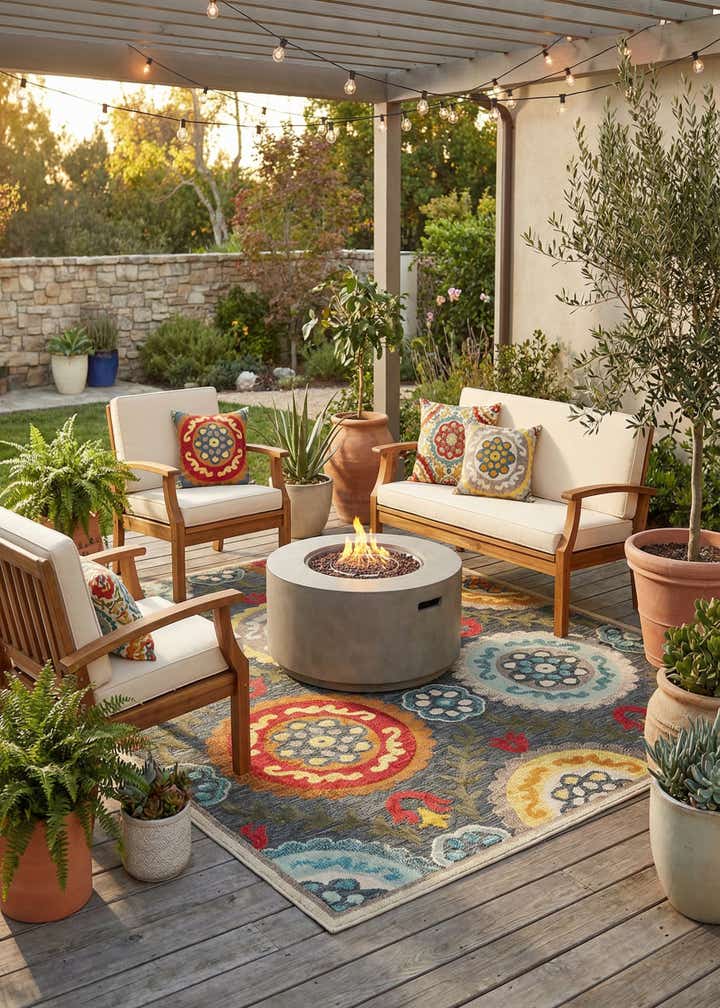 7' 10 x 7' 10 Easy-Clean Casablanca Indoor / Outdoor Square Rug