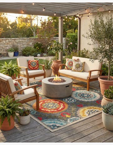 Gray Easy-Clean Casablanca Indoor / Outdoor Square Rug