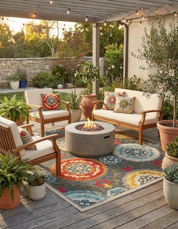 Gray Easy-Clean Casablanca Indoor / Outdoor Square Rug