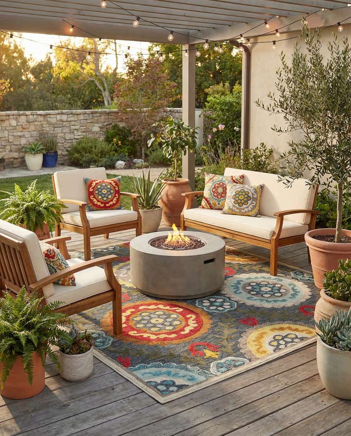 7' 10 x 7' 10 Easy-Clean Casablanca Indoor / Outdoor Square Rug