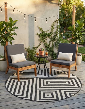 6' x 6' Easy-Clean Modern Indoor / Outdoor Round Rug