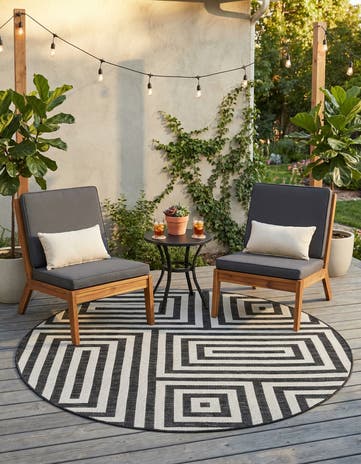 6' x 6' Easy-Clean Modern Indoor / Outdoor Round Rug