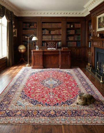 9' 9 x 13' Hand Knotted Kashan Persian Wool Rug