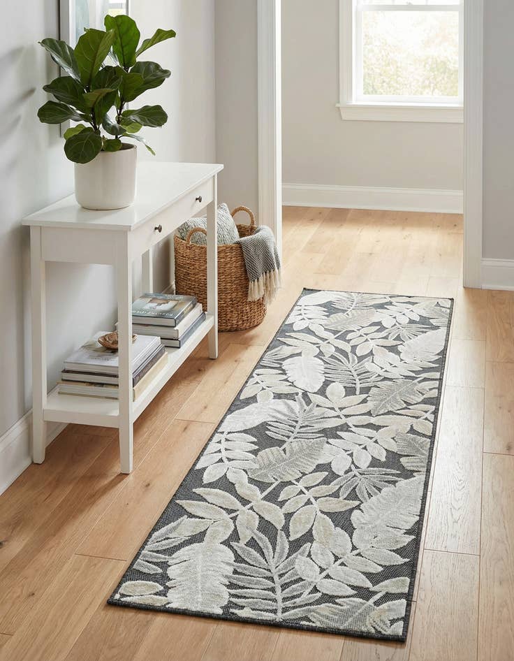Detail image of  2' 2 x 8'  Washable Botanical Indoor / Outdoor Runner Rug