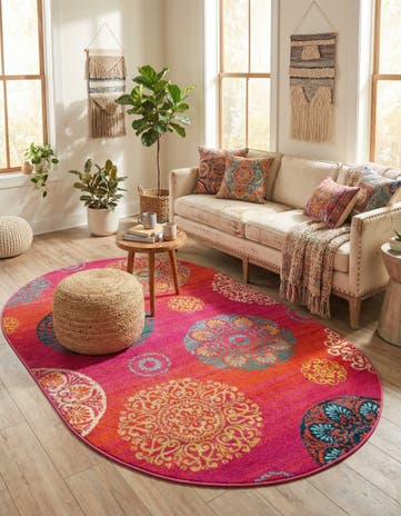 Rust Red Azalea Oval Rug
