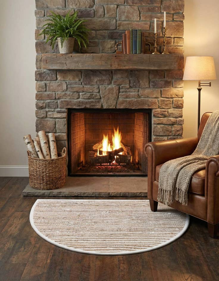 Detail image of  2' 2 x 3' 7  Hand Woven Chindi Jute Hearth Rug