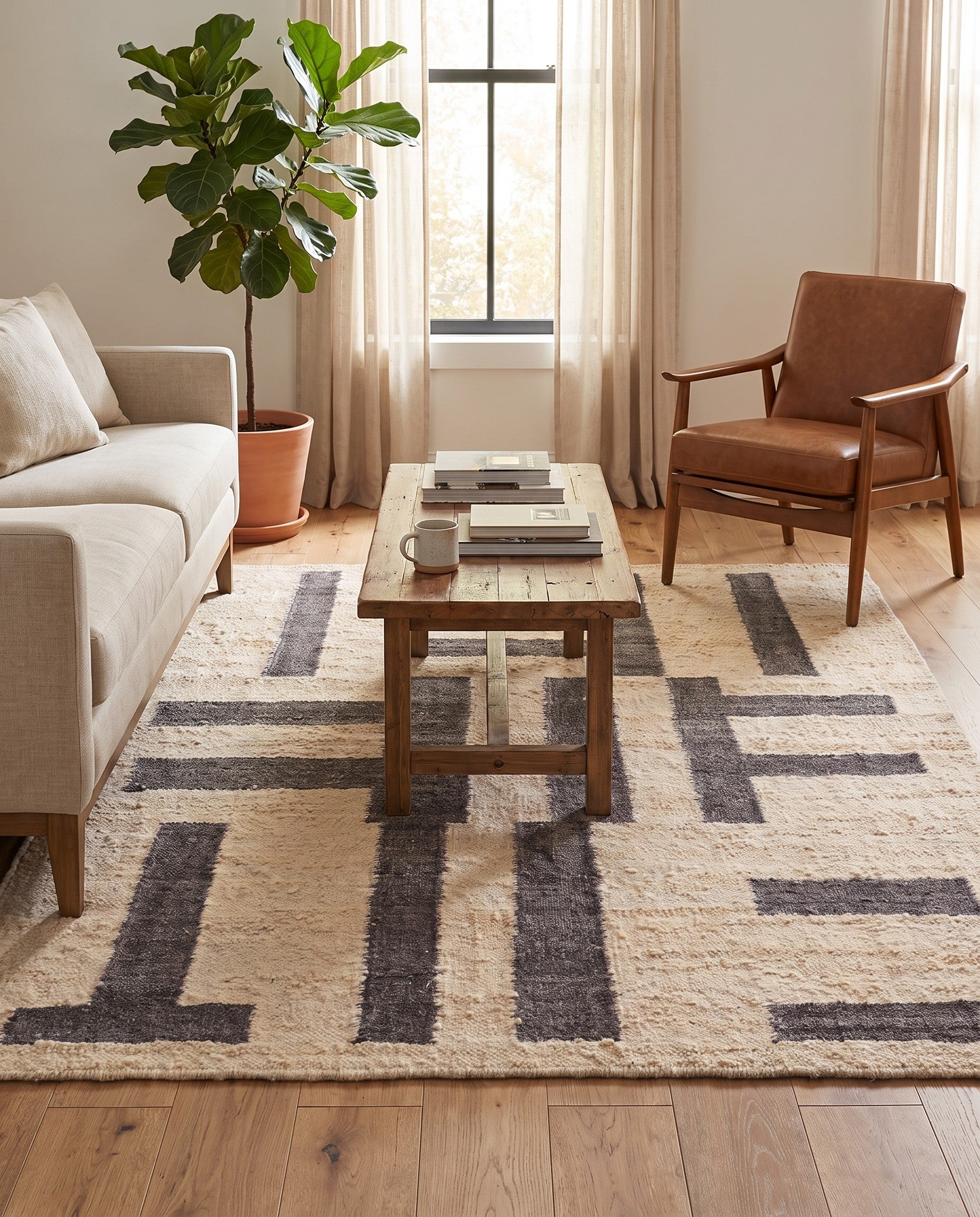5' 1 x 6' 11 Hand Knotted Moroccan Wool Rug