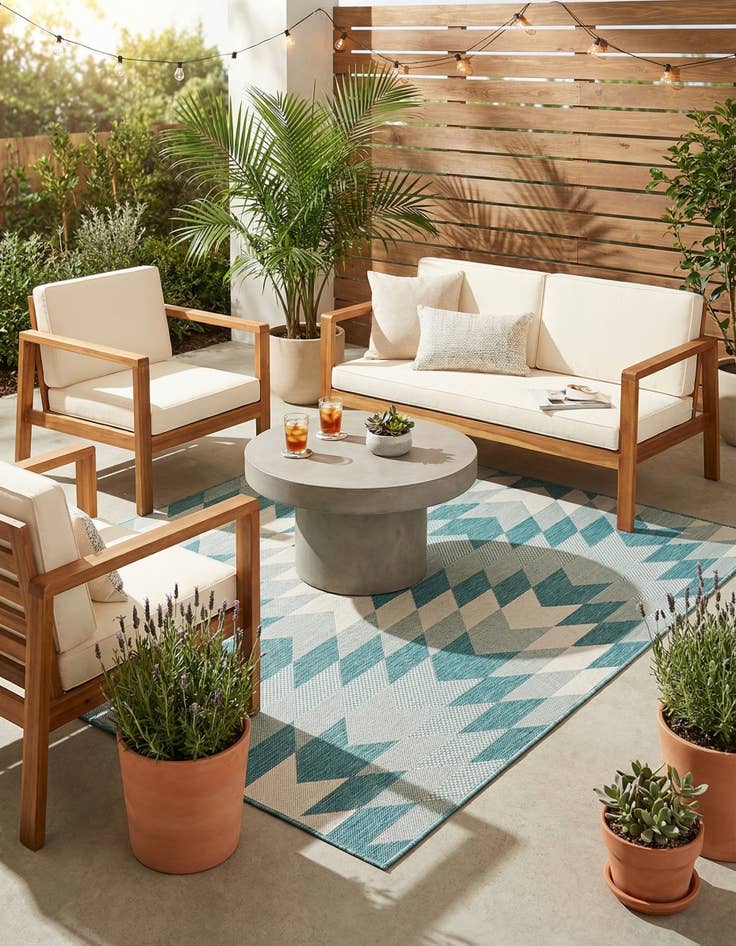 Detail image of 5' 3 x 8'  Washable Modern Indoor / Outdoor Rug