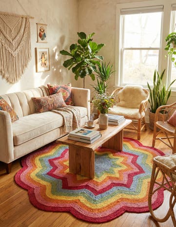 Hand Braided Happy Rugs Jawbreaker Poppy Round