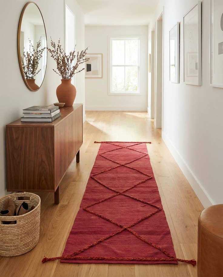 Detail image of 2' 4 x 9' 8 Hand Woven Kilim Modern Wool Runner Rug