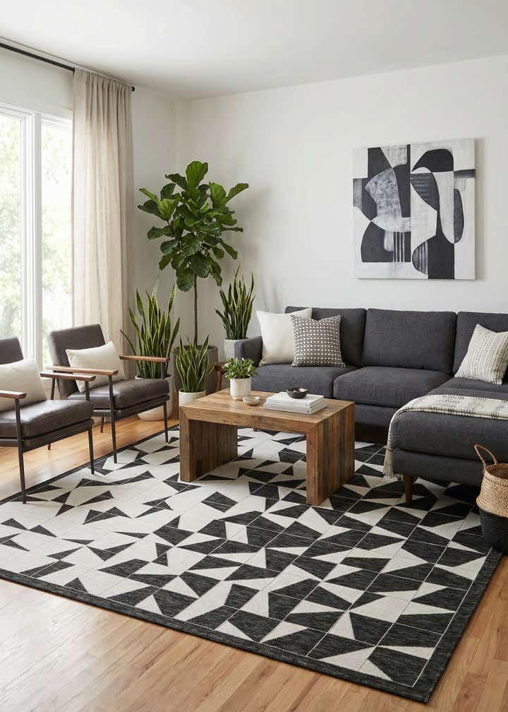 7' 10 x 7' 10 Easy-Clean Modern Indoor / Outdoor Square Rug