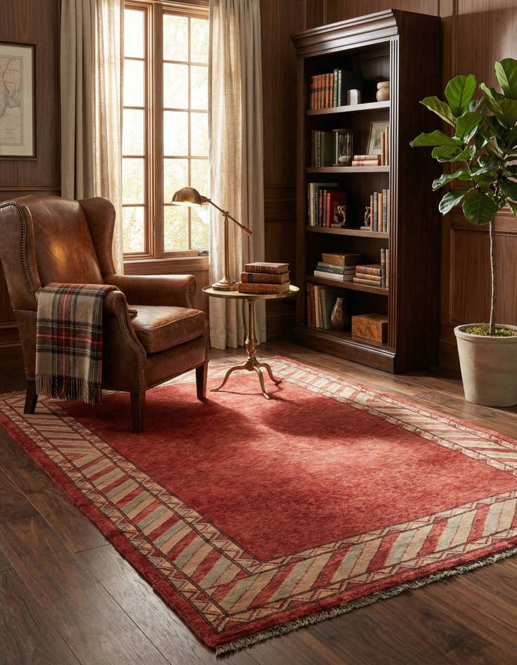 Detail image of 4' 3 x 6' Hand Knotted Peshawar Ziegler Rug