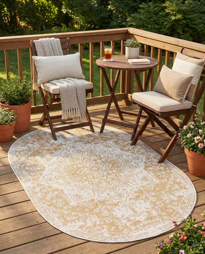 5' 3 x 8' Easy-Clean Jill Zarin Dubai Indoor / Outdoor Oval Rug