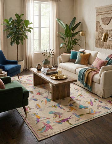 6' 9 x 9' 3 Hand Woven Kilim Suzani Wool Rug