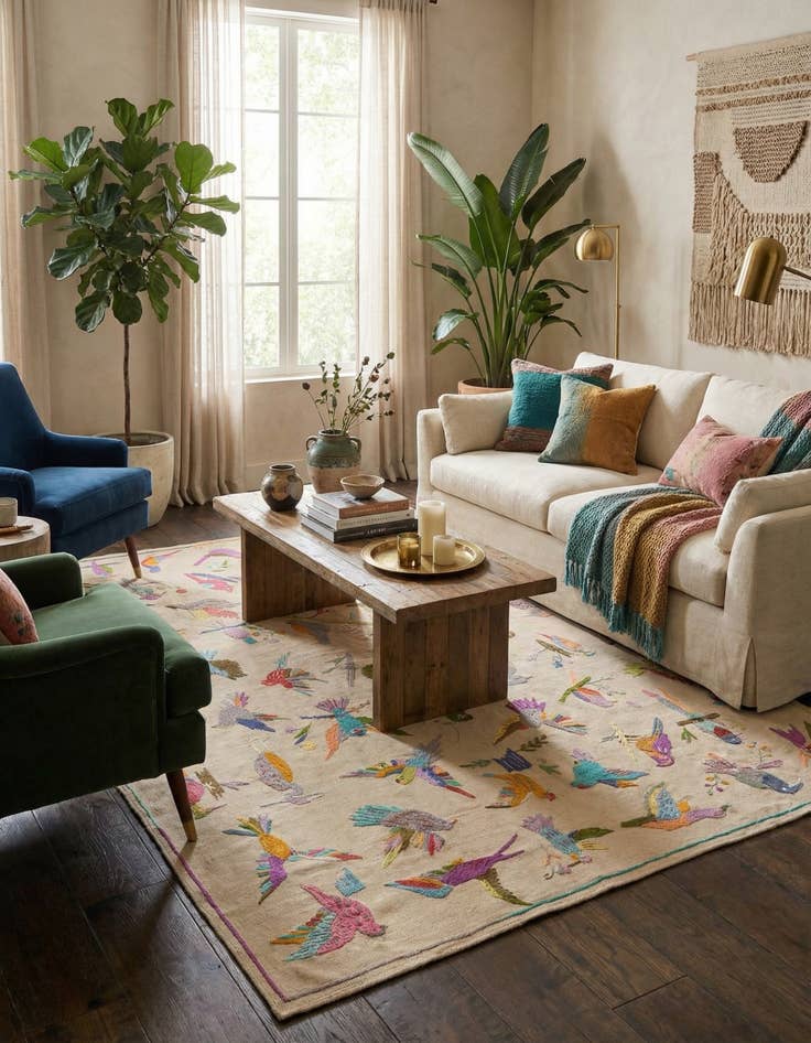 Detail image of 6' 9 x 9' 3  Hand Woven Kilim Suzani Wool Rug