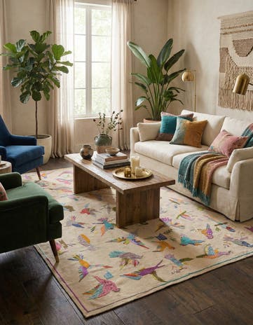 6' 9 x 9' 3 Hand Woven Kilim Suzani Wool Rug