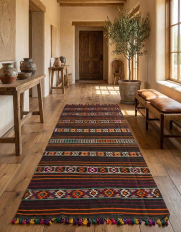 6' x 11' 8 Hand Woven Kilim Fars Wool Runner Rug