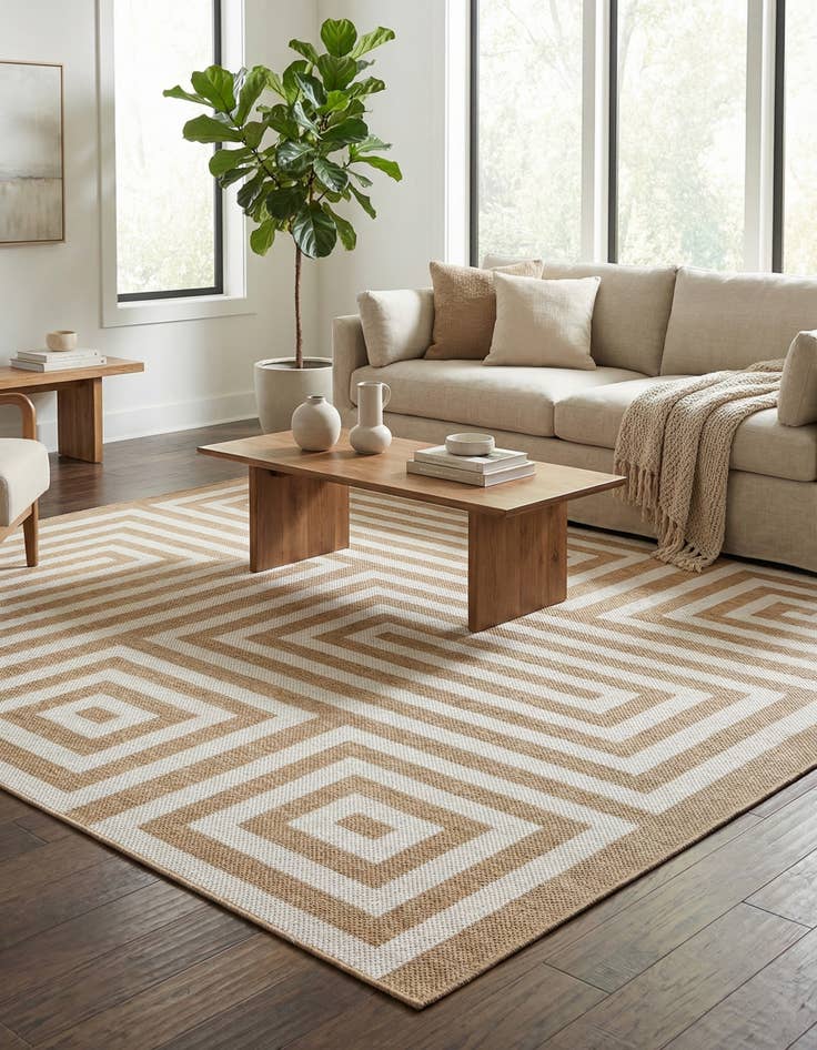 Detail image of  10' x 10'  Washable Modern Indoor / Outdoor Square Rug