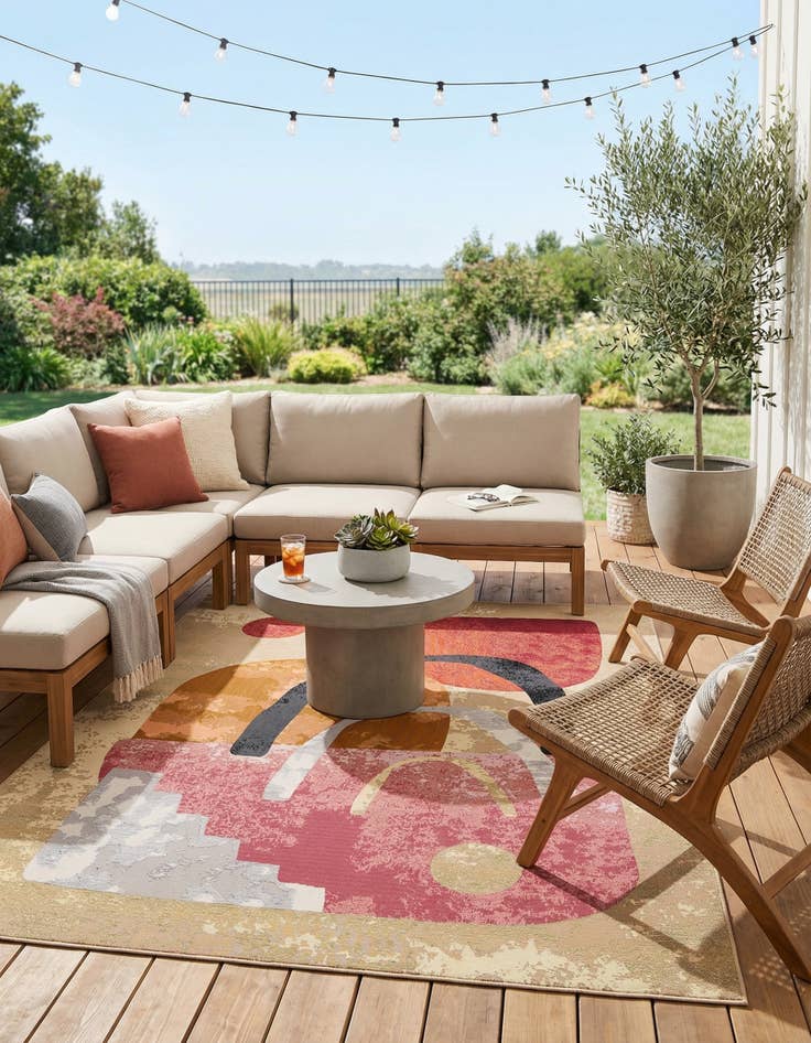 Detail image of 7' 10 x 10' Easy-Clean Modern Indoor / Outdoor Rug