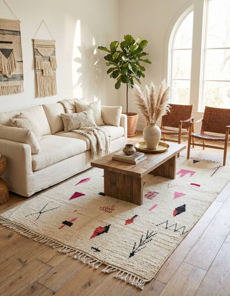 Detail image of 5' 10 x 9' 8  Hand Knotted Moroccan Wool Rug