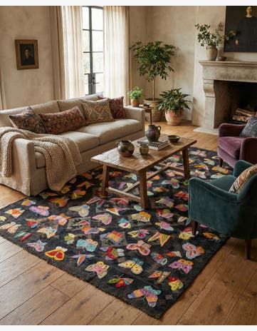 6' 4 x 9' 5 Hand Woven Kilim Suzani Wool Rug