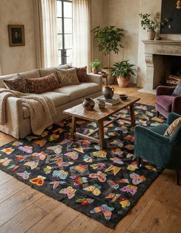 6' 4 x 9' 5 Hand Woven Kilim Suzani Wool Rug