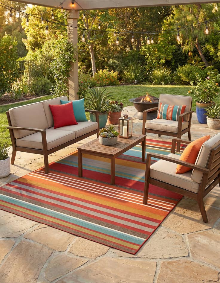 Detail image of 6' x 9'  Washable Modern Indoor / Outdoor Rug