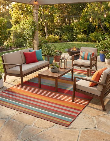 6' x 9' Easy-Clean Modern Indoor / Outdoor Rug