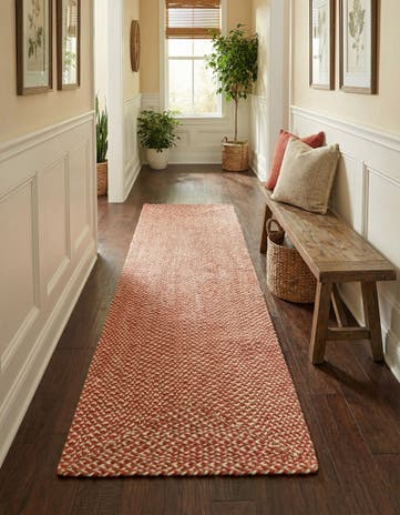2' x 8' Handmade Tweed Braided Jute Runner Rug