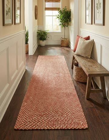 2' x 8' Handmade Tweed Braided Jute Runner Rug