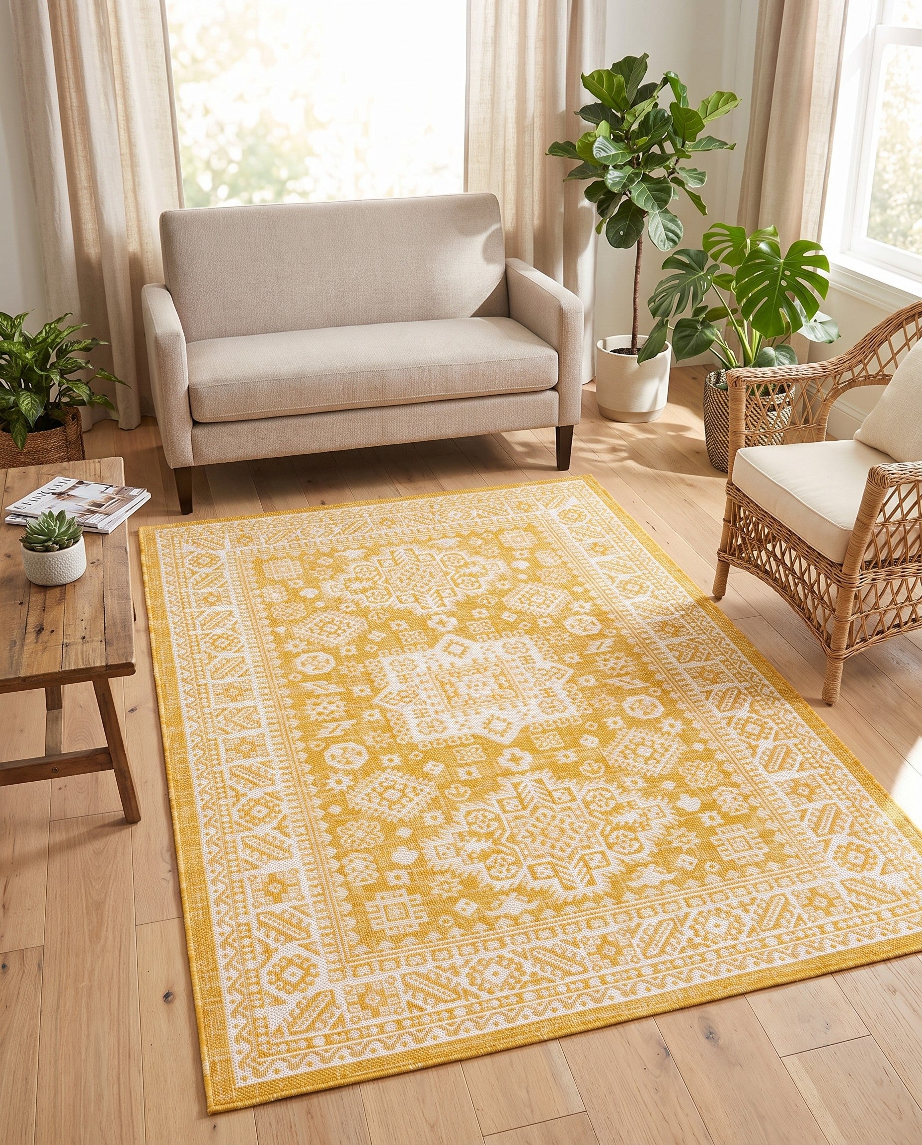 4' x 6' Easy-Clean Aztec Indoor / Outdoor Rug