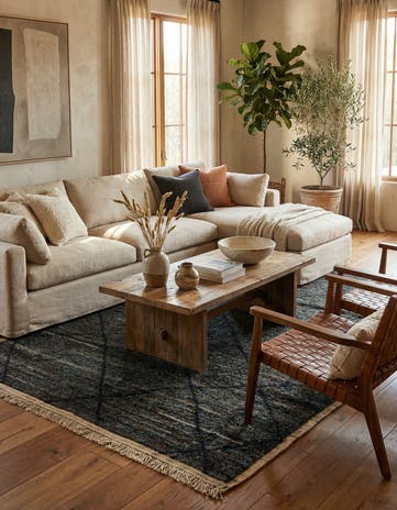 5' 11 x 9' 3 Hand Knotted Moroccan Wool Rug